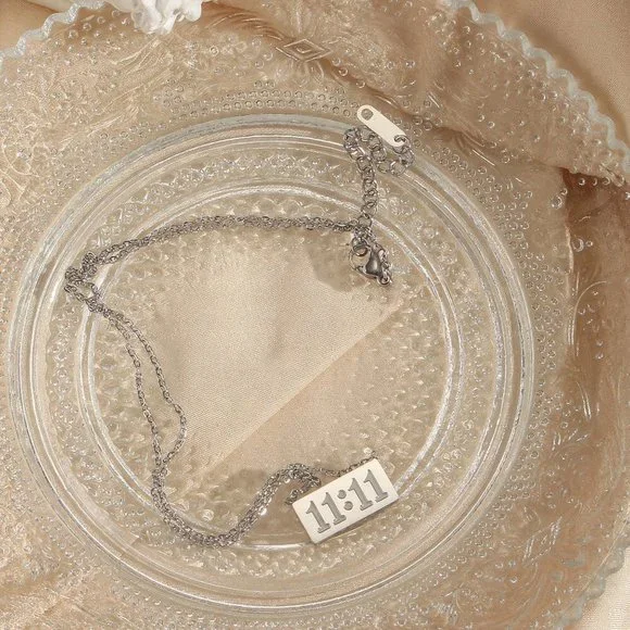 Silver 1111 Angel Number Pendant Necklace Stainless Steel - Picture 10 of 12